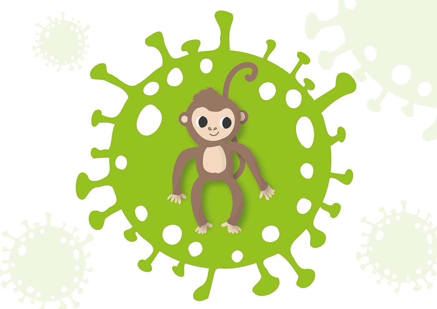 Das Bild zeigt einen Affen einem Virus.