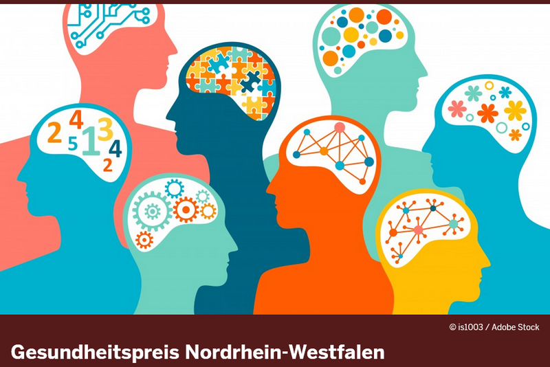 Das Bild zeigt das Logo des Gesundheitspreises Nordrhein-Westfalen 2022